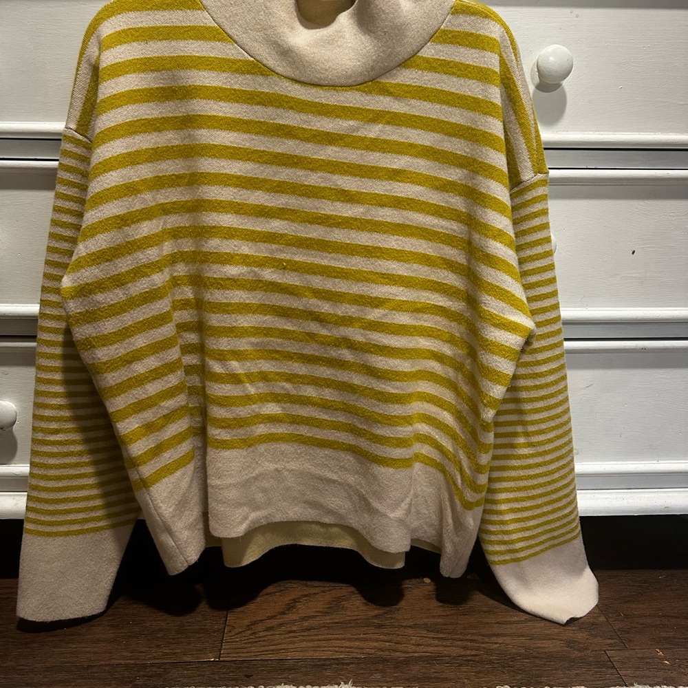 Maeve Cowl Neck Sweater in Yellow and Cream